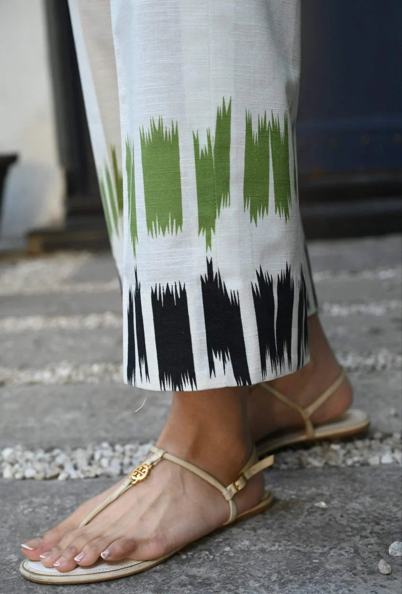Green Ikat Print Cotton Co-Ord Set