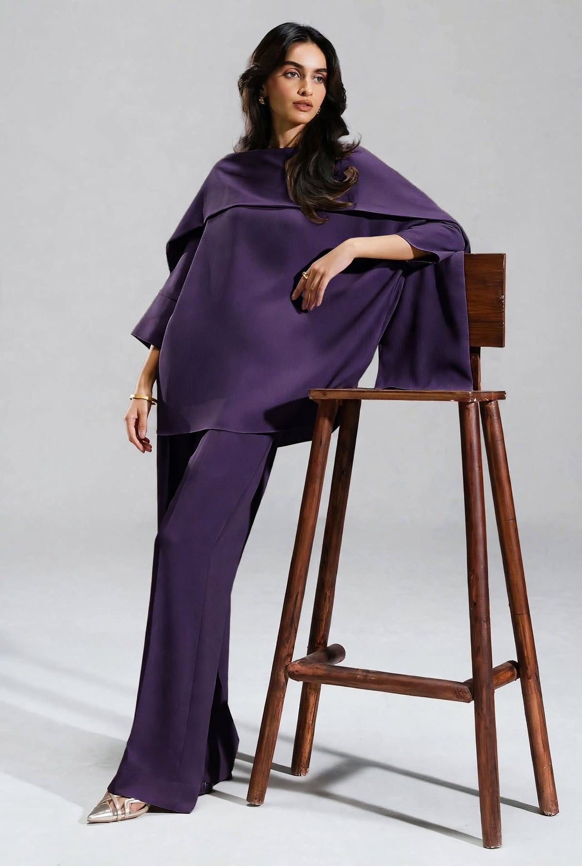 Luna Cape Draped Co-Ord Set - Effortless Luxury