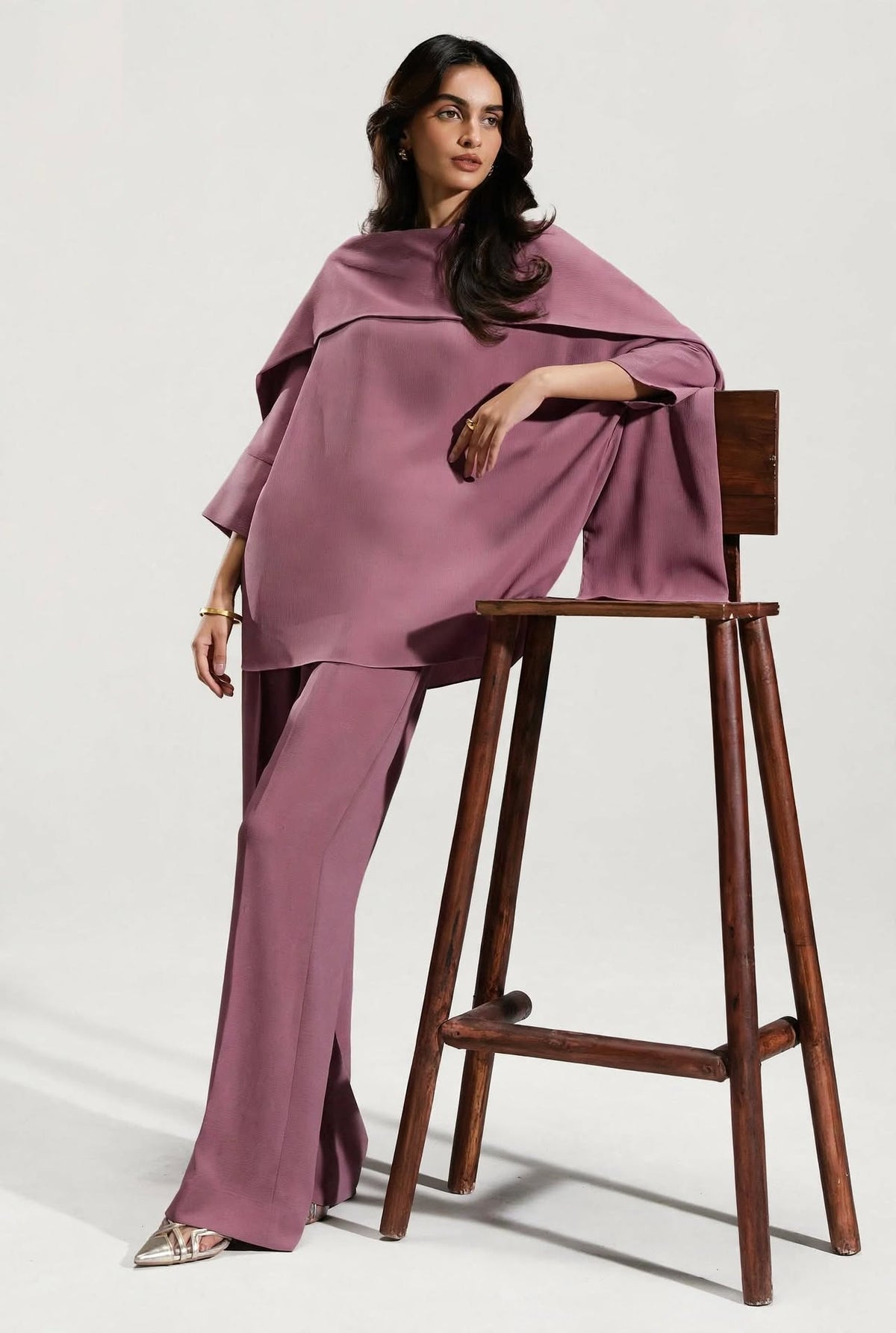 Luna Cape Draped Co-Ord Set - Effortless Luxury