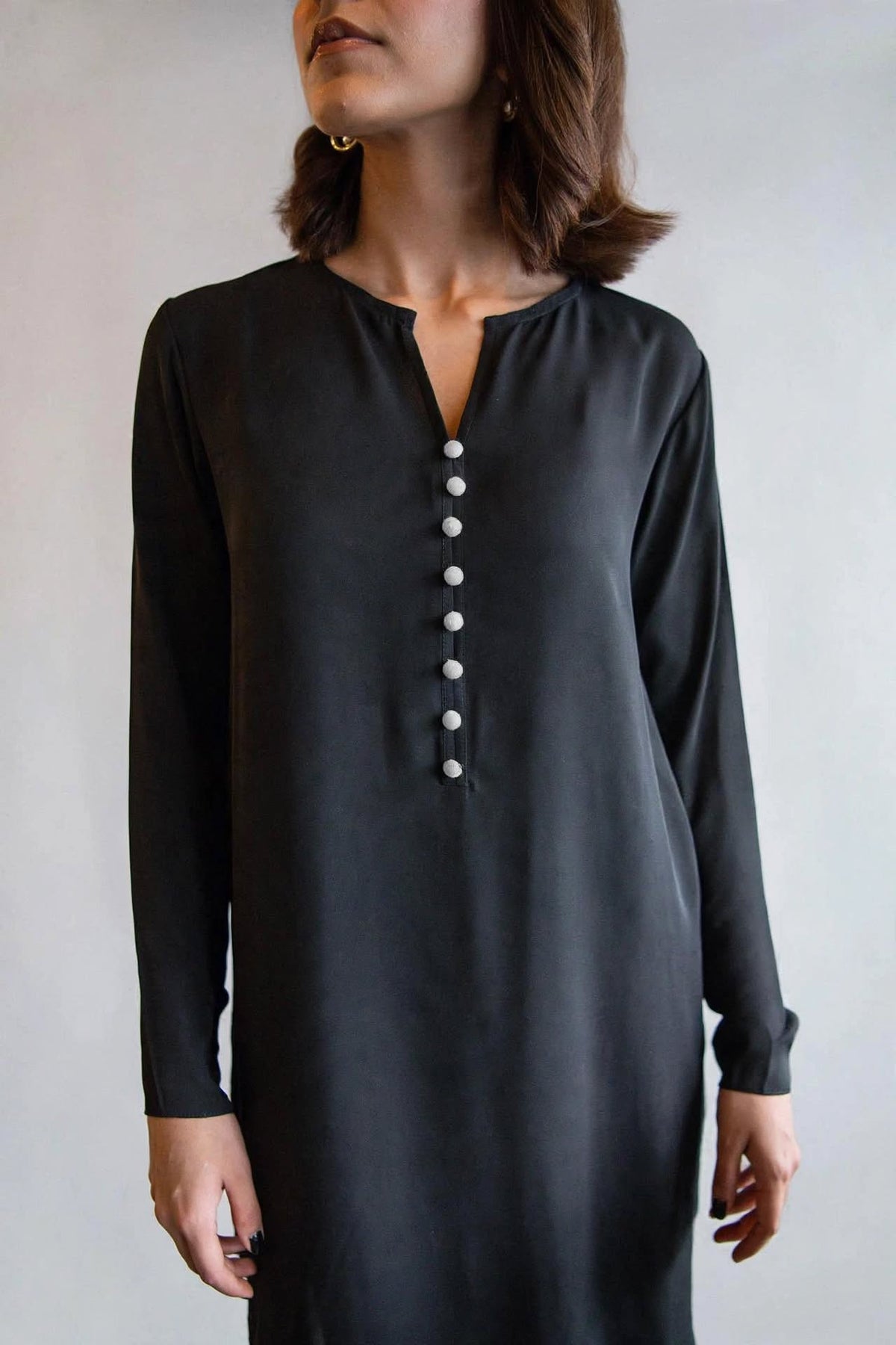 Noir Luxe Block Co-ord Set - Black with Silver Grey Border