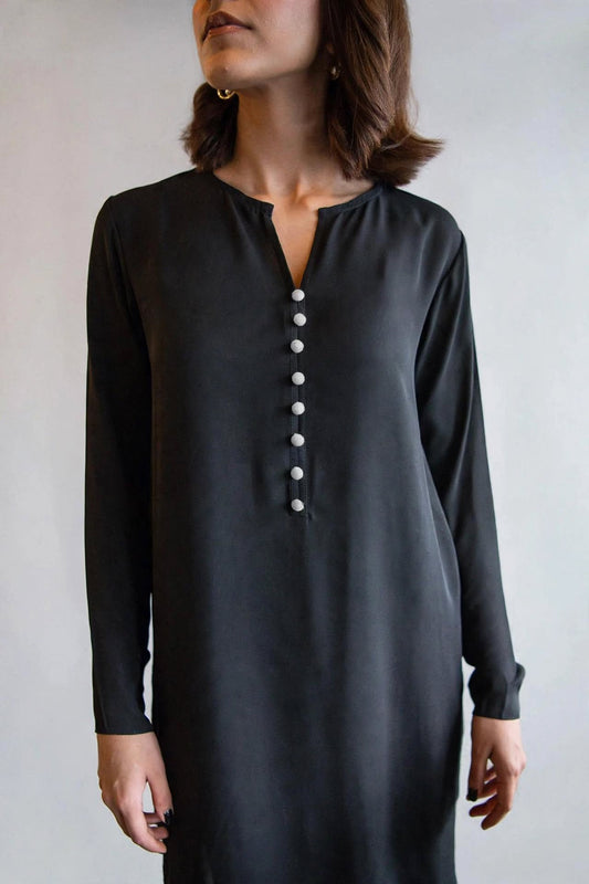Noir Luxe Block Co-ord Set - Black with Silver Grey Border