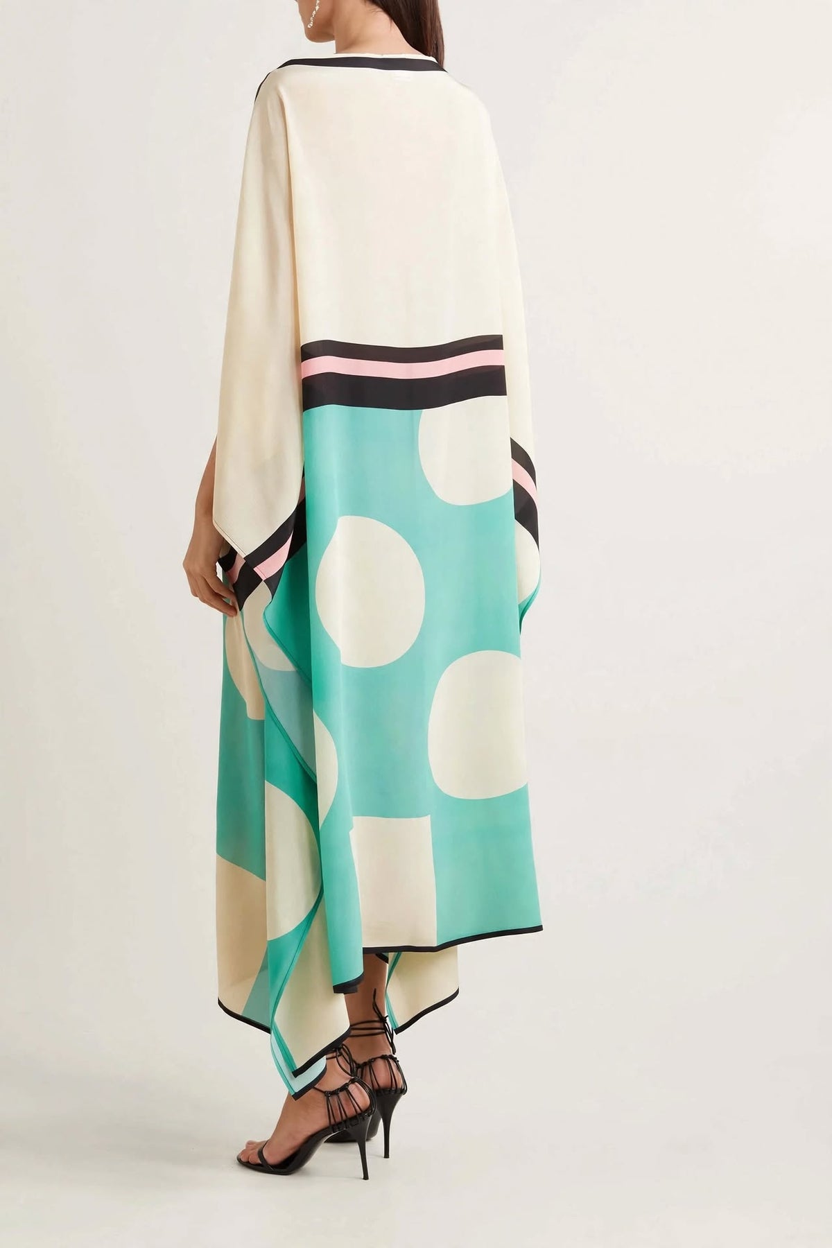 Geometric Polka Dot Silk Kaftan Dress