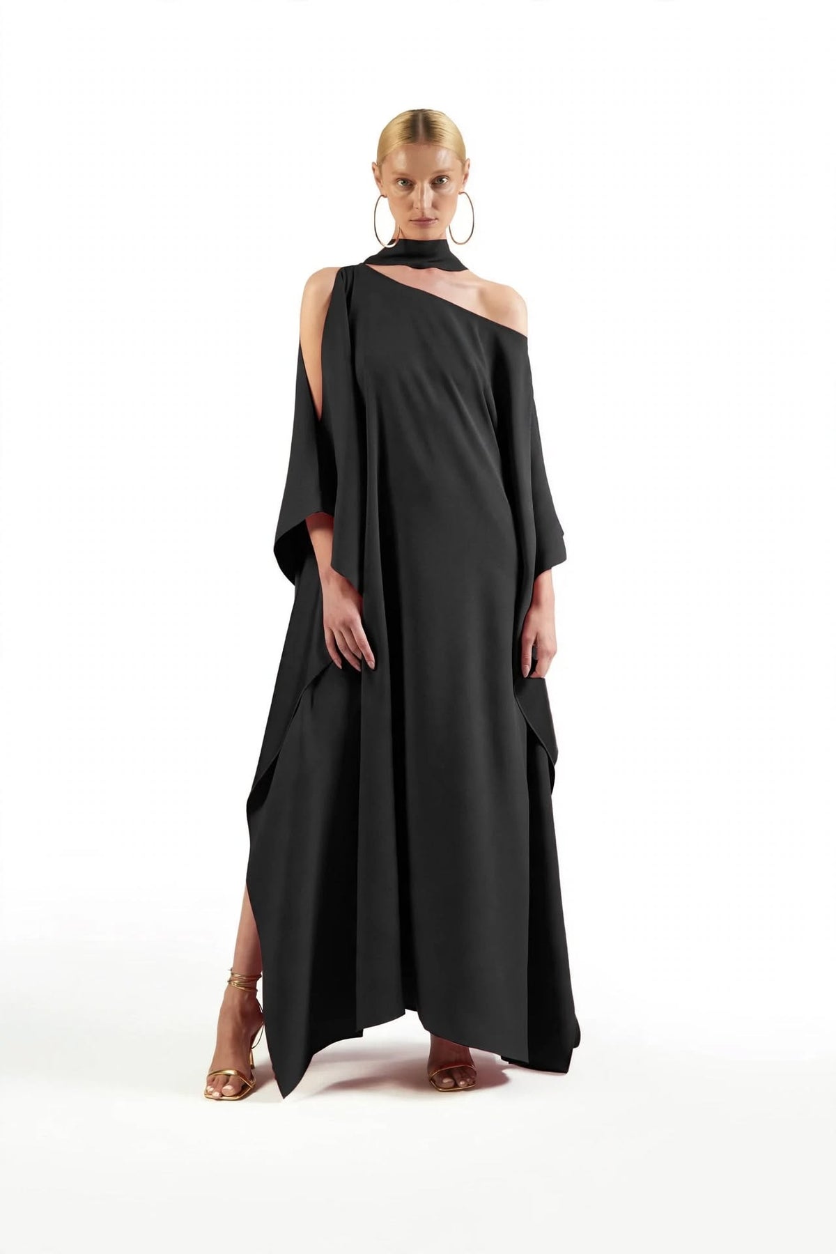 Draped Asymmetrical Kaftan Dress