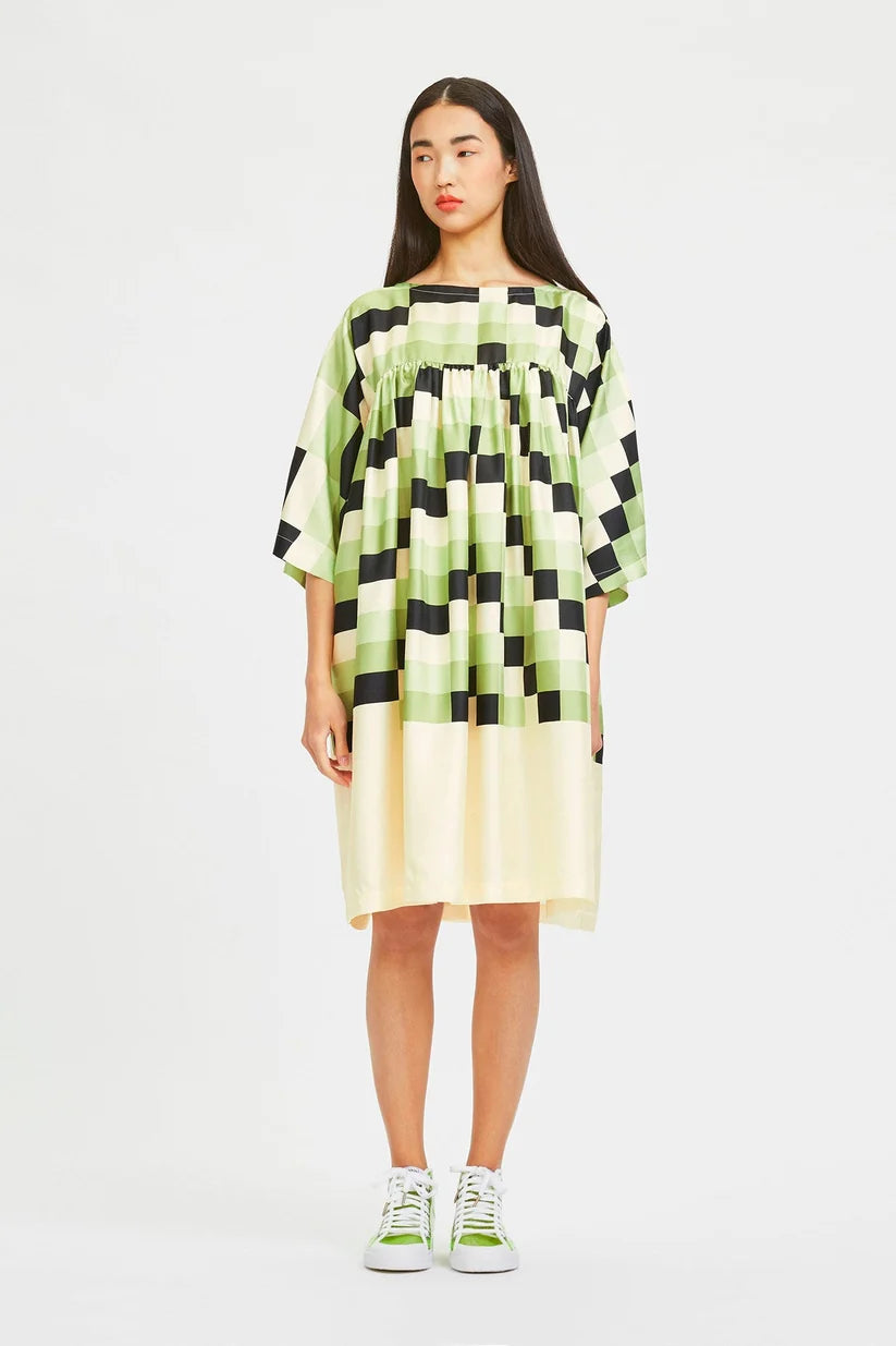Matcha Check - Oversized Kaftan Dress