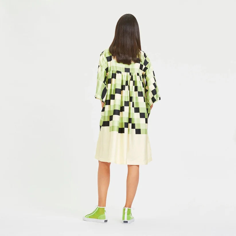 Matcha Check - Oversized Kaftan Dress