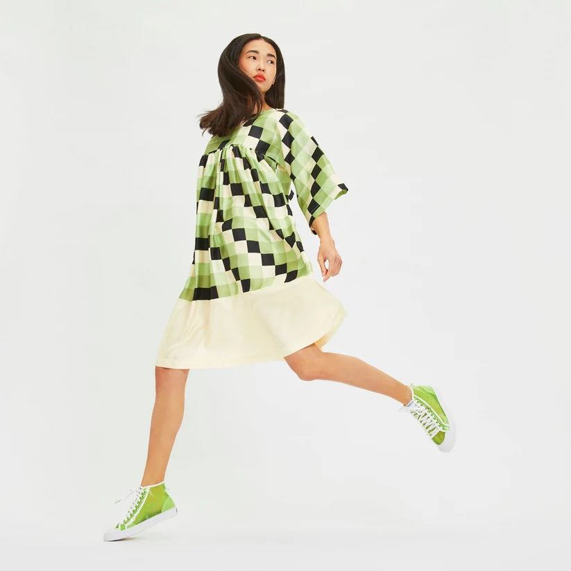 Matcha Check - Oversized Kaftan Dress