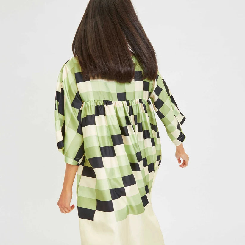 Matcha Check - Oversized Kaftan Dress