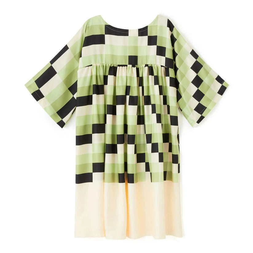 Matcha Check - Oversized Kaftan Dress