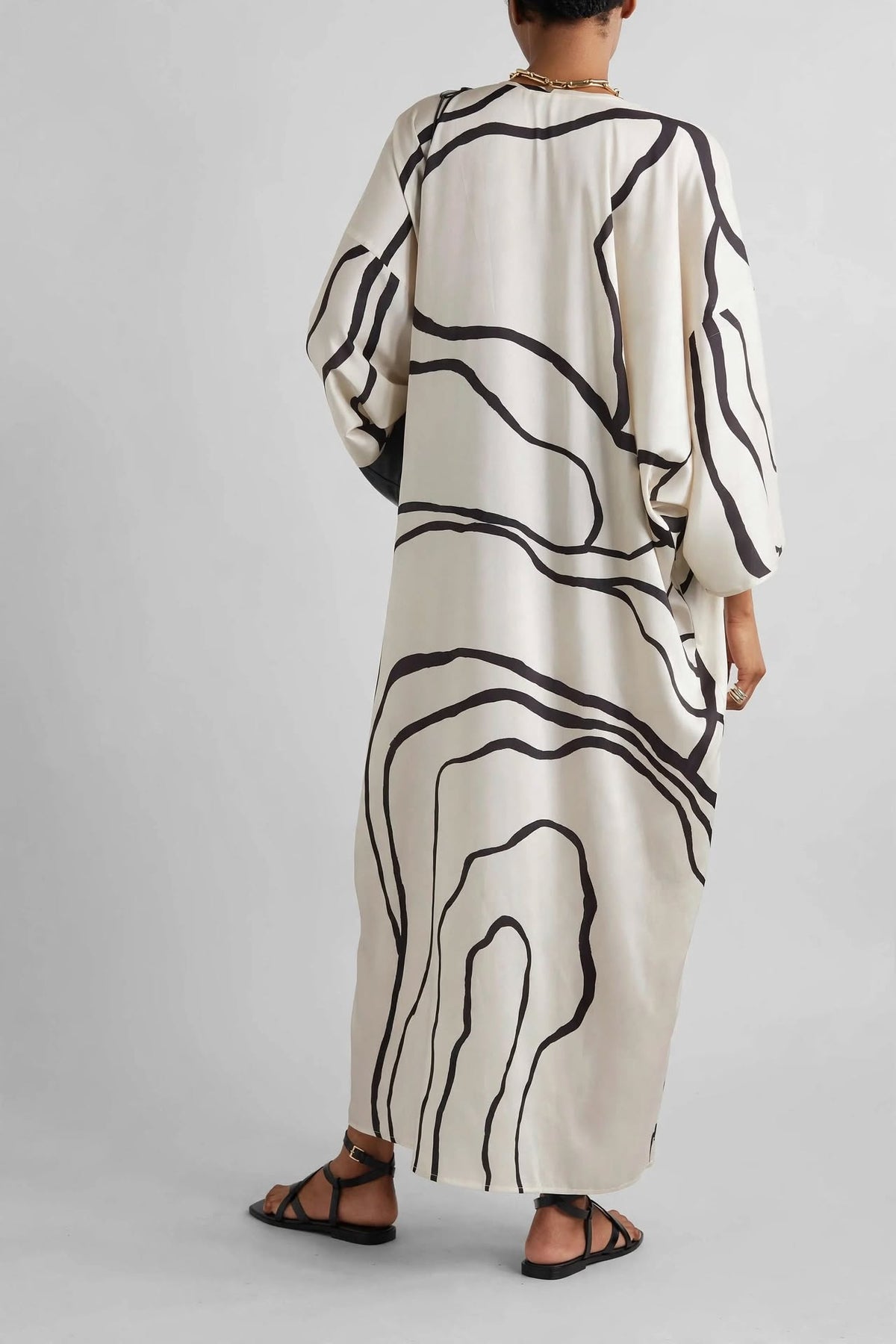 Abstract Contour Satin Kaftan Dress
