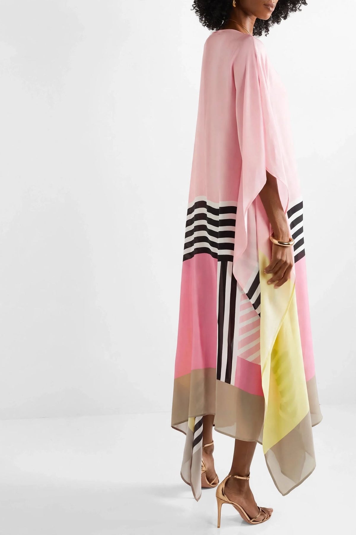 Pink Color-Block Stripe Kaftan