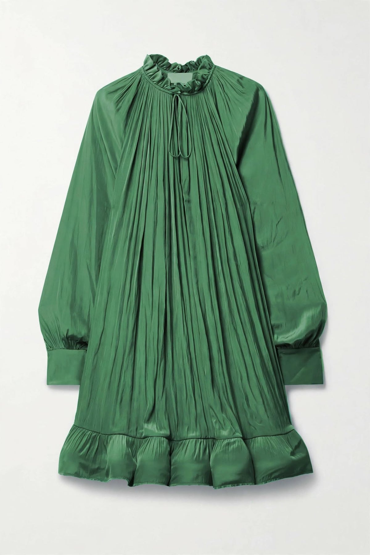 Ruffled High-Neck Pleated Mini Dress