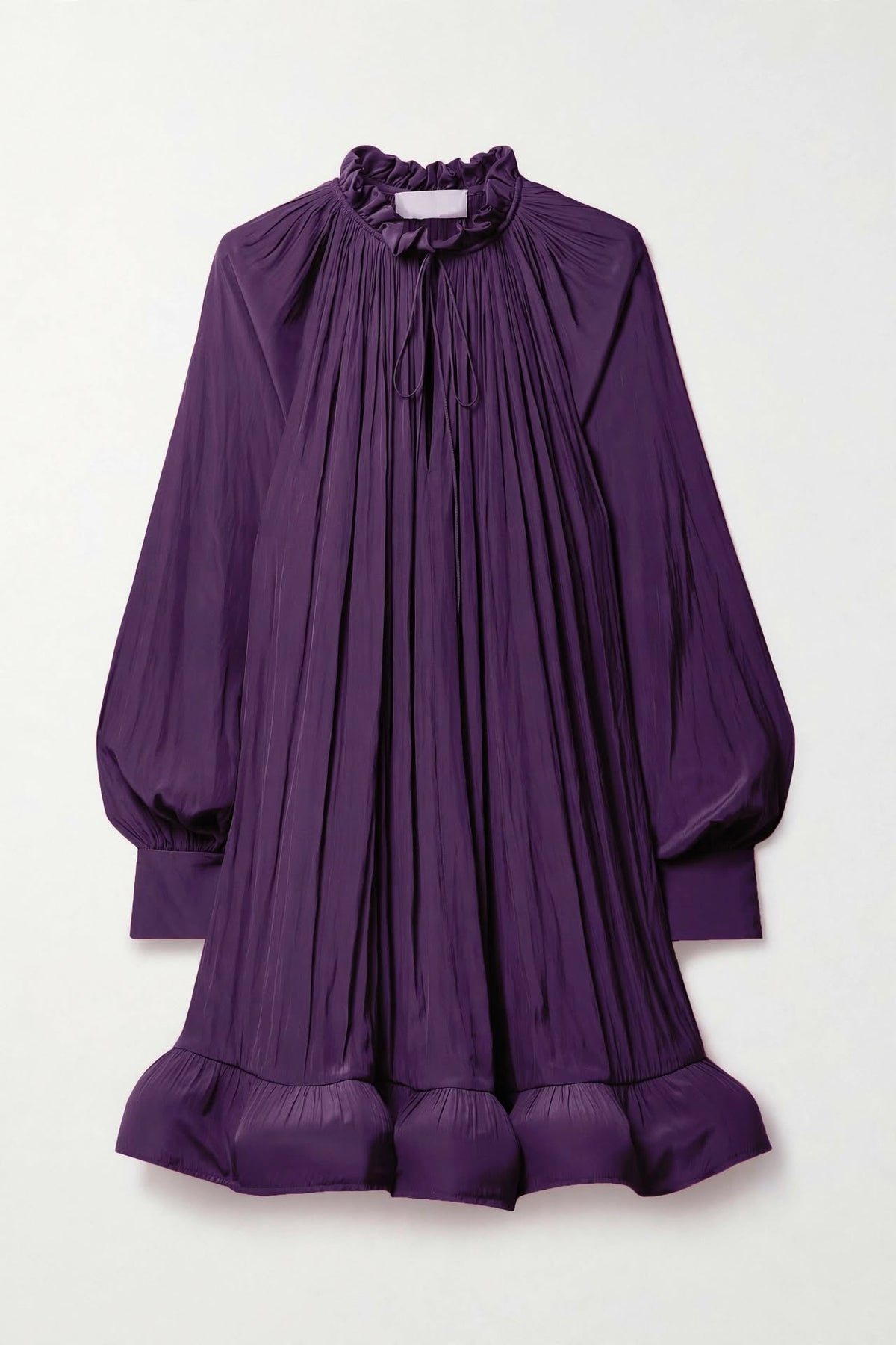 Ruffled High-Neck Pleated Mini Dress