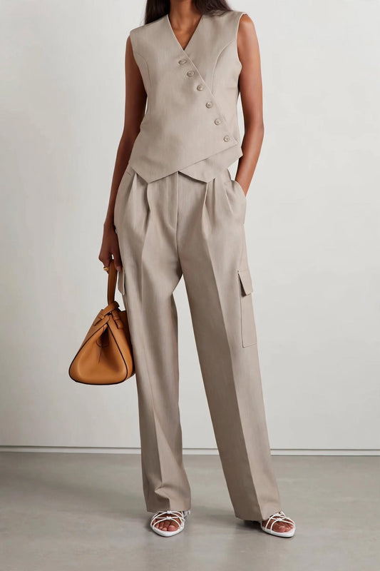AURA Asymmetric Vest & Wide-Leg Cargo Co-ord Set