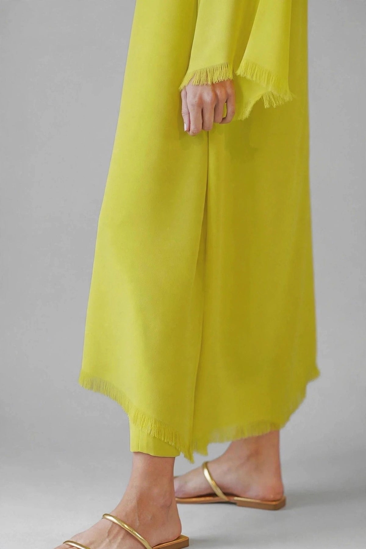 Lime Glow Fringed Co-Ord Set