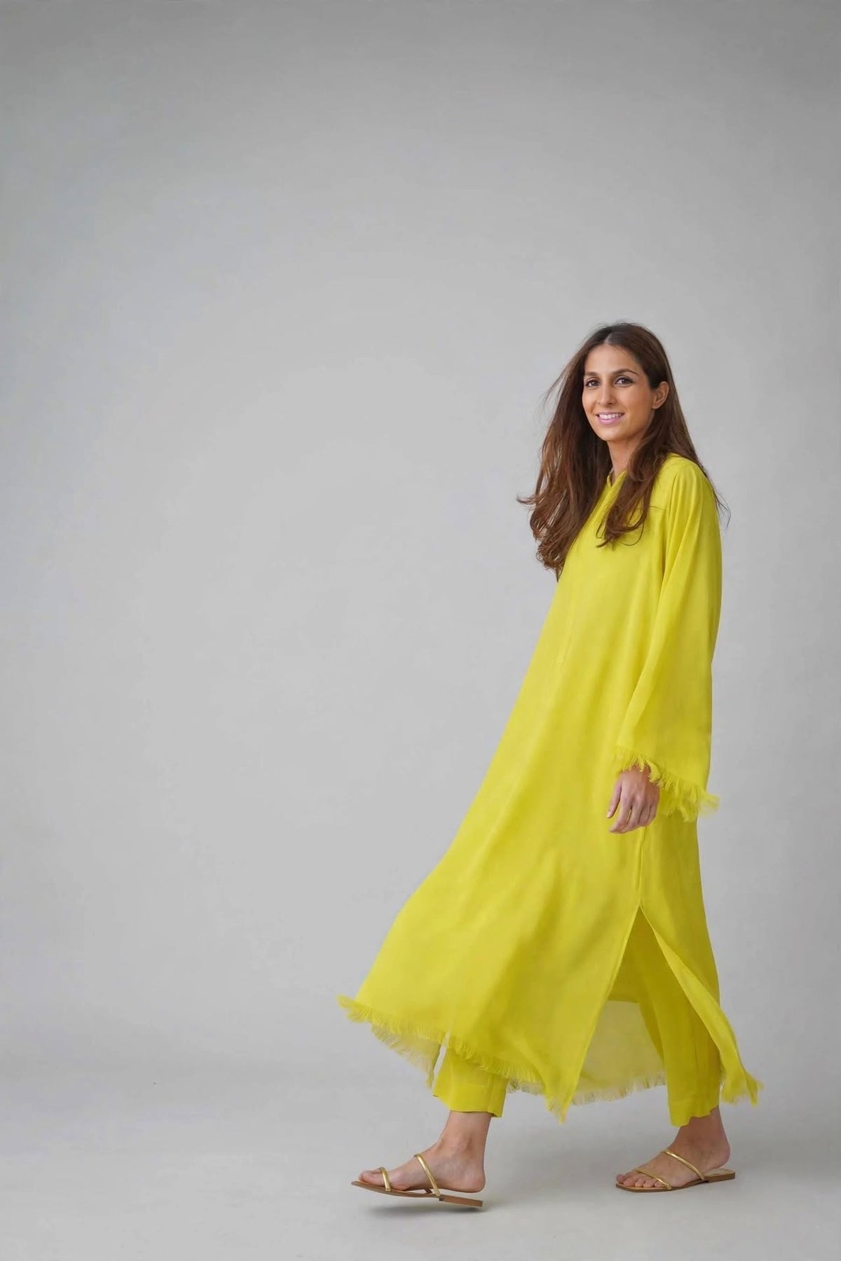 Lime Glow Fringed Co-Ord Set
