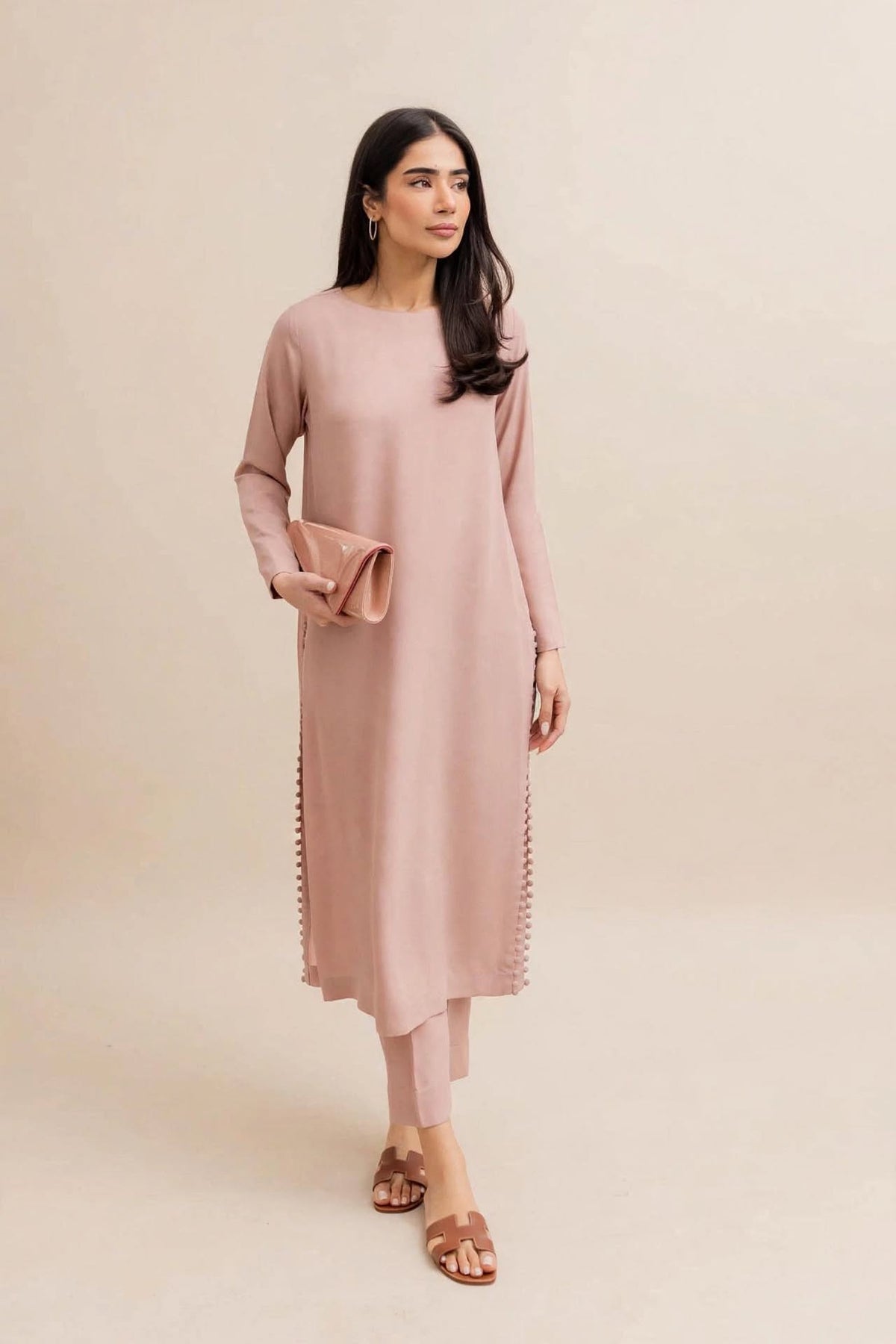 Nude Blush Potli Button Co-ord Set
