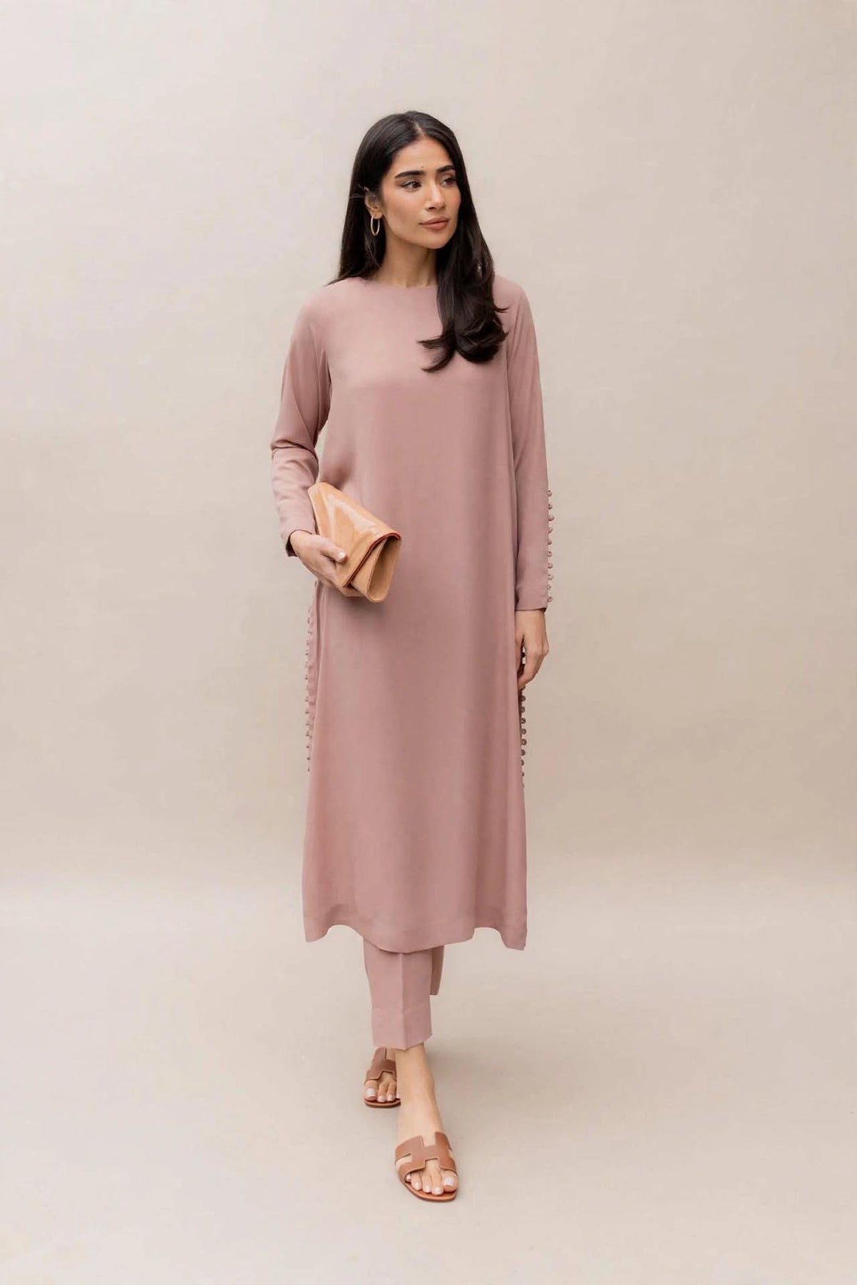 Nude Blush Potli Button Co-ord Set