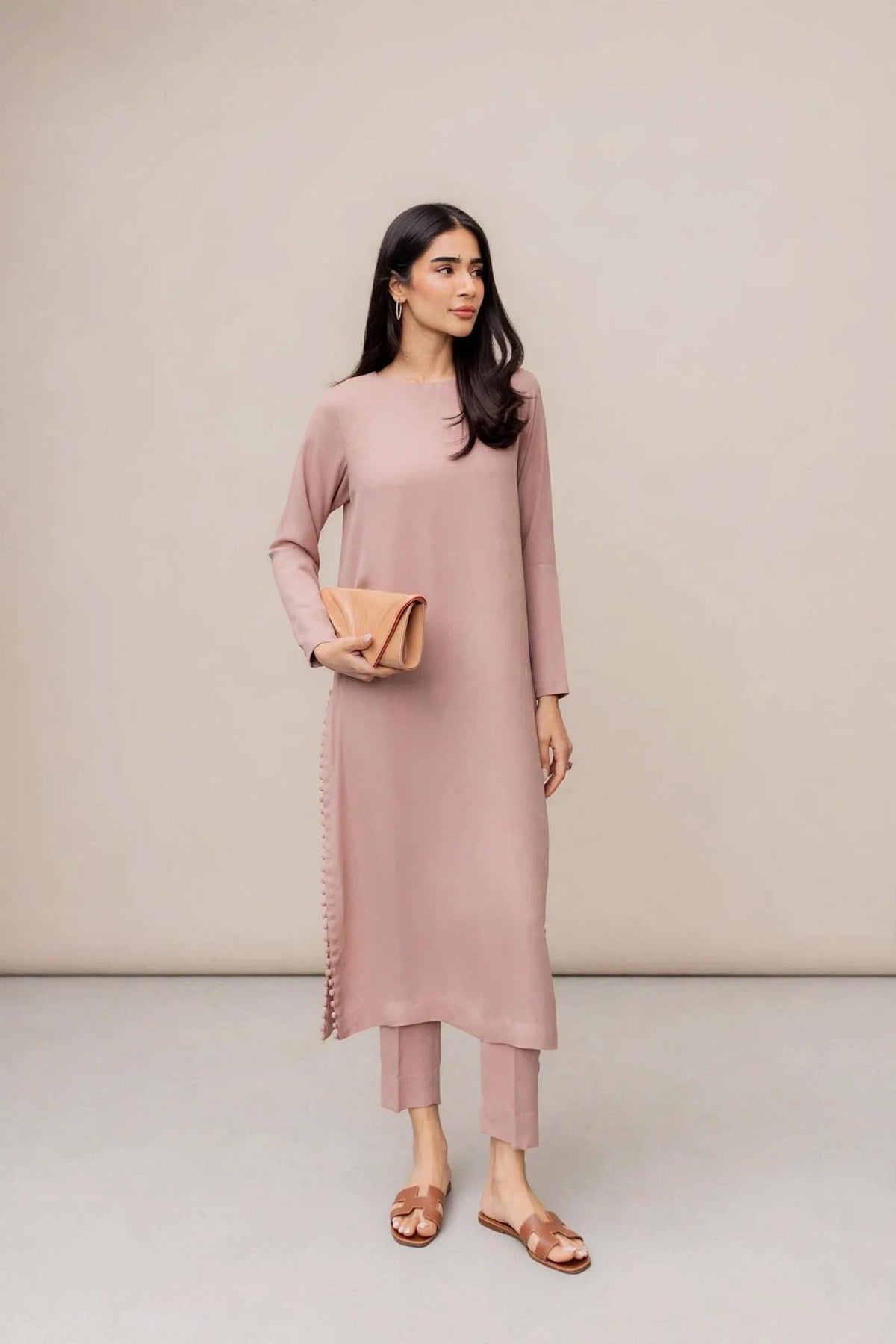 Nude Blush Potli Button Co-ord Set