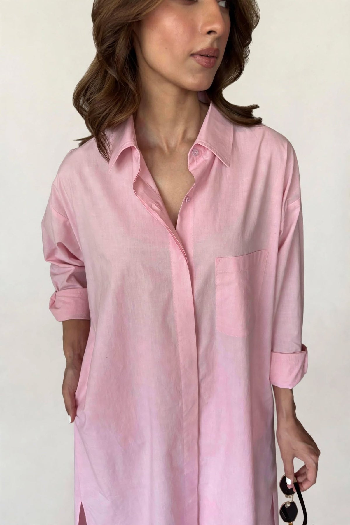 Blush Pink Oversized Shirt Dress Co-ord Set