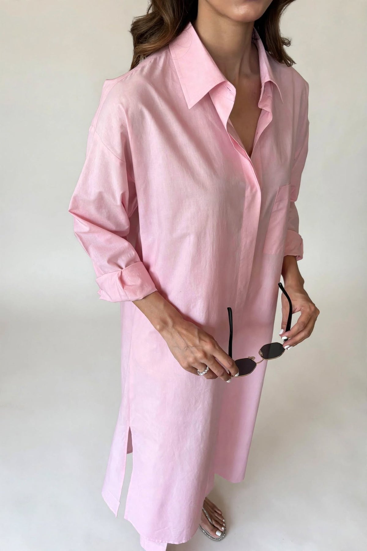 Blush Pink Oversized Shirt Dress Co-ord Set