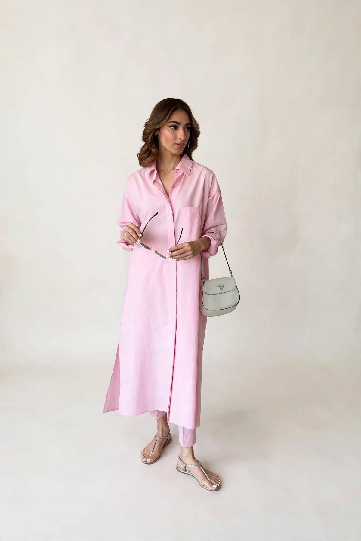 Blush Pink Oversized Shirt Dress Co-ord Set