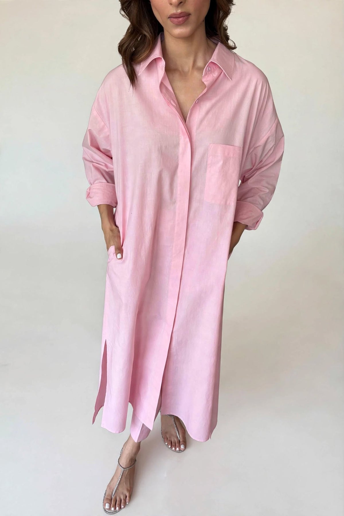 Blush Pink Oversized Shirt Dress Co-ord Set